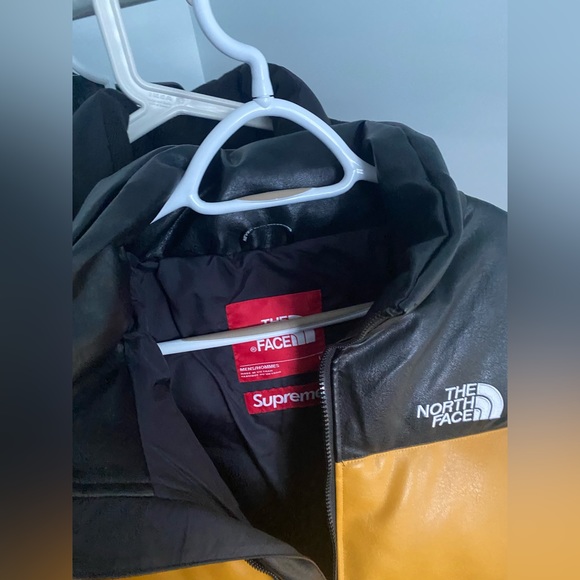 Yellow Leather Supreme North Face Nuptse Puffer Jacket - Picture 2 of 10